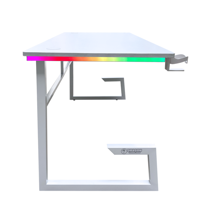 DRAGON שולחן גיימינג תאורת RGB אורך 160 ס"מ דגם TG צבע לבן משלוח חינם
