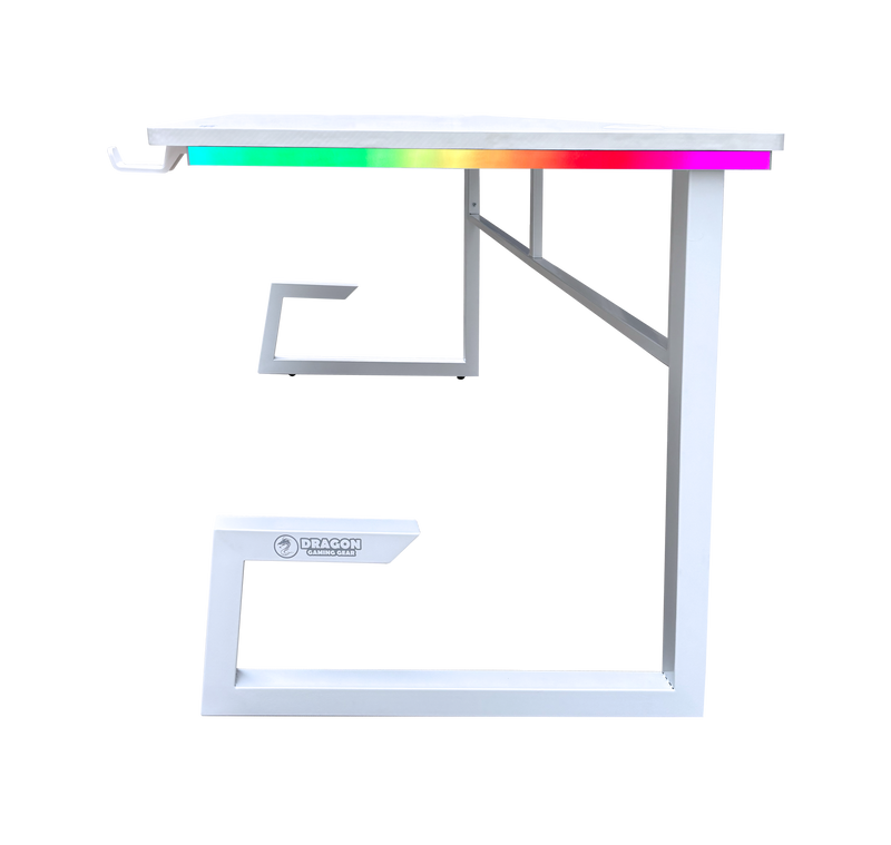 DRAGON שולחן גיימינג תאורת RGB אורך 160 ס"מ דגם TG צבע לבן משלוח חינם
