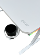 DRAGON שולחן גיימינג פינתי שמאל תאורת RGB אורך 160*100 ס"מ צבע לבן משלוח חינם