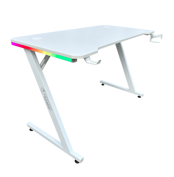 DRAGON שולחן גיימינג תאורת RGB אורך 120 ס"מ דגם TZ צבע לבן משלוח חינם