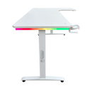 DRAGON שולחן גיימינג פינתי ימין תאורת RGB אורך 160*100 ס"מ צבע לבן משלוח חינם