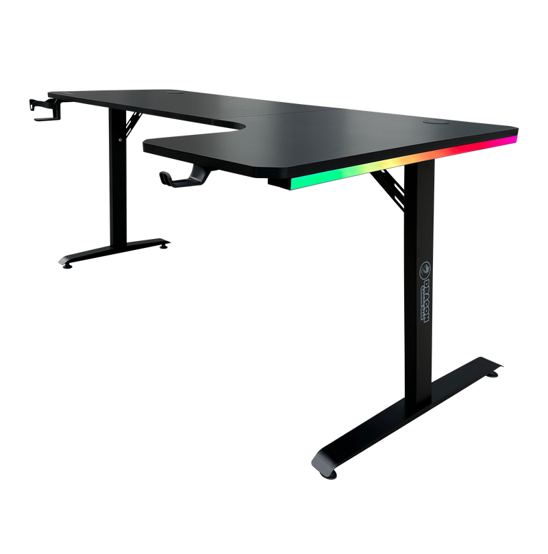 DRAGON שולחן גיימינג פינתי ימין תאורת RGB אורך 160*100 ס"מ משלוח חינם