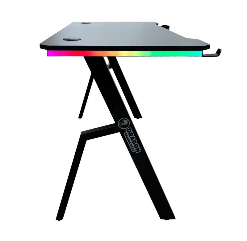 DRAGON שולחן גיימינג תאורת RGB אורך 120 ס"מ דגם TR צבע שחור משלוח חינם