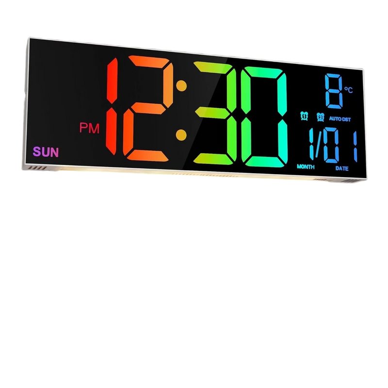 שעון קיר דיגיטלי + שלט - תאורת GPDRA-DCRGB -RGB
