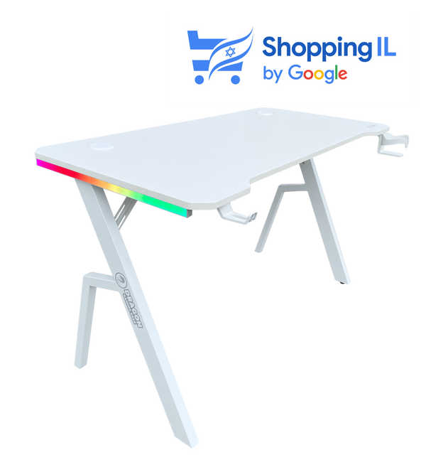 DRAGON שולחן גיימינג תאורת RGB אורך 120 ס"מ דגם TR צבע לבן משלוח חינם