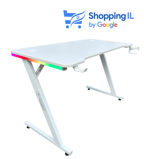 DRAGON שולחן גיימינג תאורת RGB אורך 120 ס"מ דגם TZ צבע לבן משלוח חינם