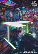 DRAGON שולחן גיימינג פינתי שמאל תאורת RGB אורך 160*100 ס"מ צבע לבן משלוח חינם