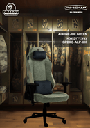 כיסא עבודה וגיימינג יוקרתי דמוי עור דגם ALPINE ירוק צבאי - במחיר מיוחד