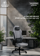 כיסא עבודה וגיימינג יוקרתי מבד דגם ALPINE צבע אפור ושחור - במחיר מיוחד