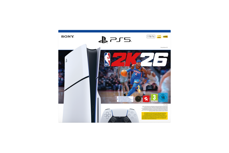 PlayStation®5 - קונסולה בלו-ריי + קוד למשחק  ™NBA 2K26 Bundle - משלוח חינם