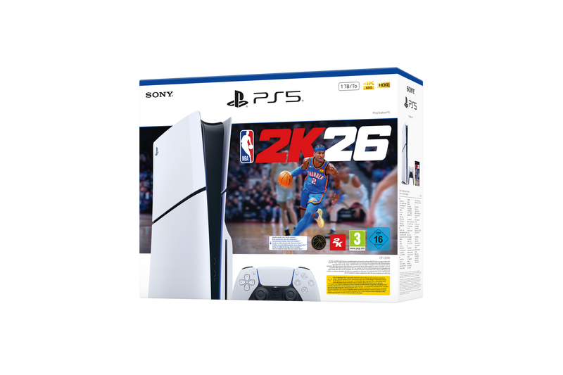 PlayStation®5 - קונסולה בלו-ריי + קוד למשחק  ™NBA 2K26 Bundle - משלוח חינם