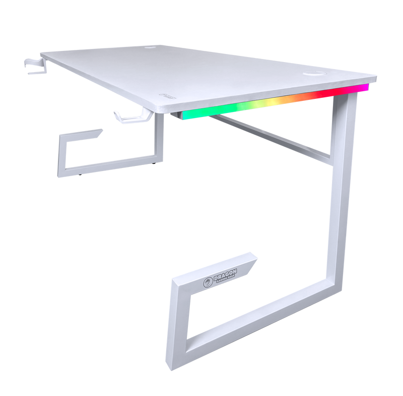 DRAGON שולחן גיימינג תאורת RGB אורך 160 ס"מ דגם TG צבע לבן משלוח חינם