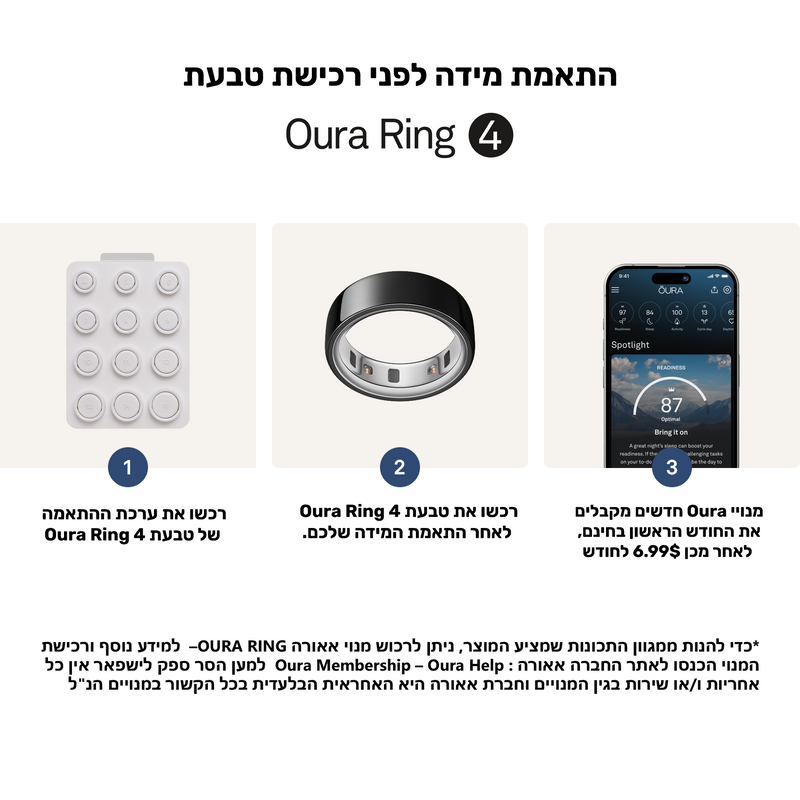 טבעת OURA RING 4 - צבע שחור מוברש - Stealth