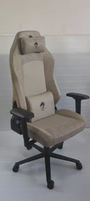 כיסא עבודה וגיימינג יוקרתי דמוי עור דגם ALPINE צבע בז' - במחיר מיוחד