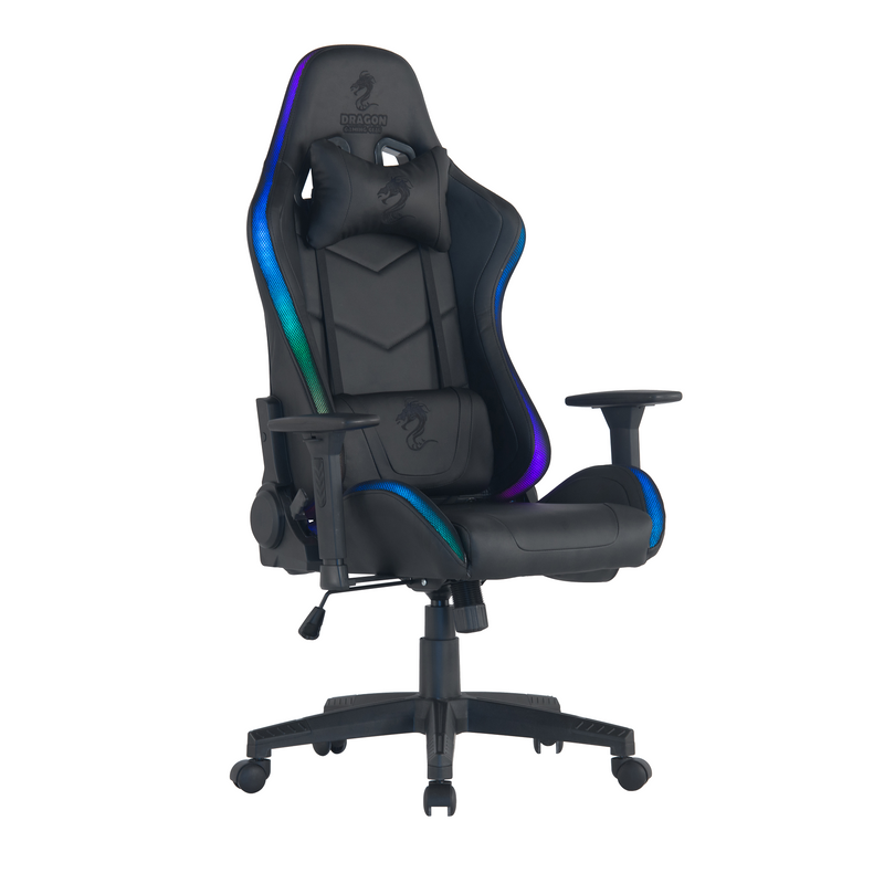 DRAGON SPACE כיסא גיימינג עם עם תאורת RGB שחור צד